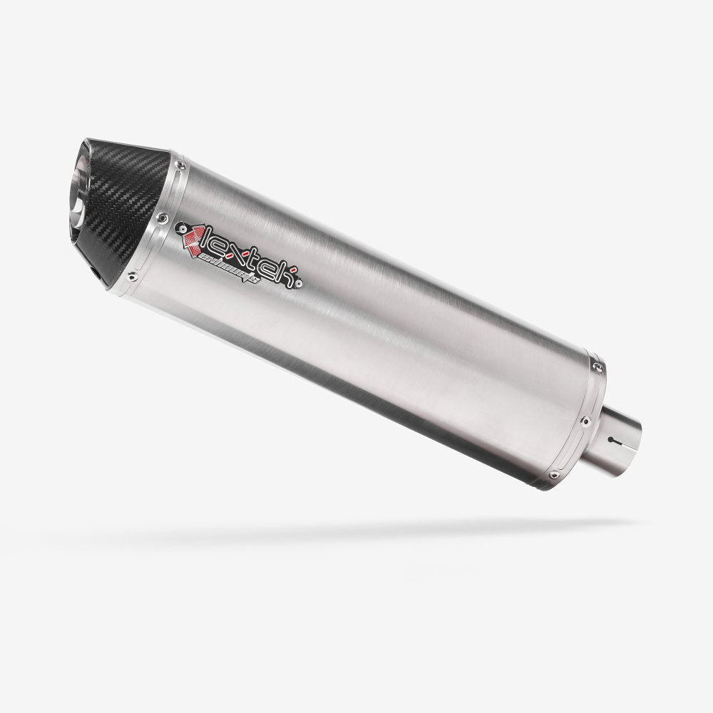 Lextek Matt Stainless Steel RP1 Oval Exhaust Silencer 400mm with Carbon Tip 51mm