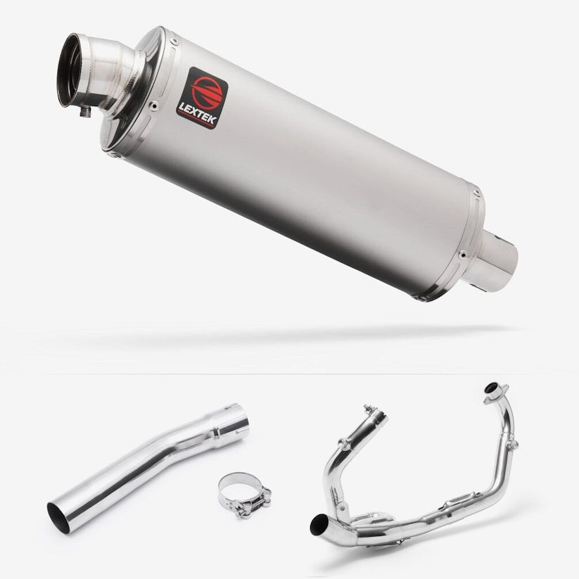 Lextek Stainless Steel OP1 Matt Exhaust System 350mm for Suzuki SV650 (03-15)