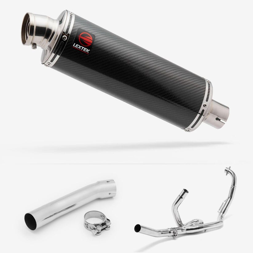 Lextek Stainless Steel OP8C Matt Exhaust System 350mm for Suzuki SV650 (03-15)